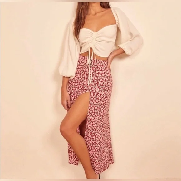 Reformation Red Floral Zoe Skirt - Picture 3 of 10